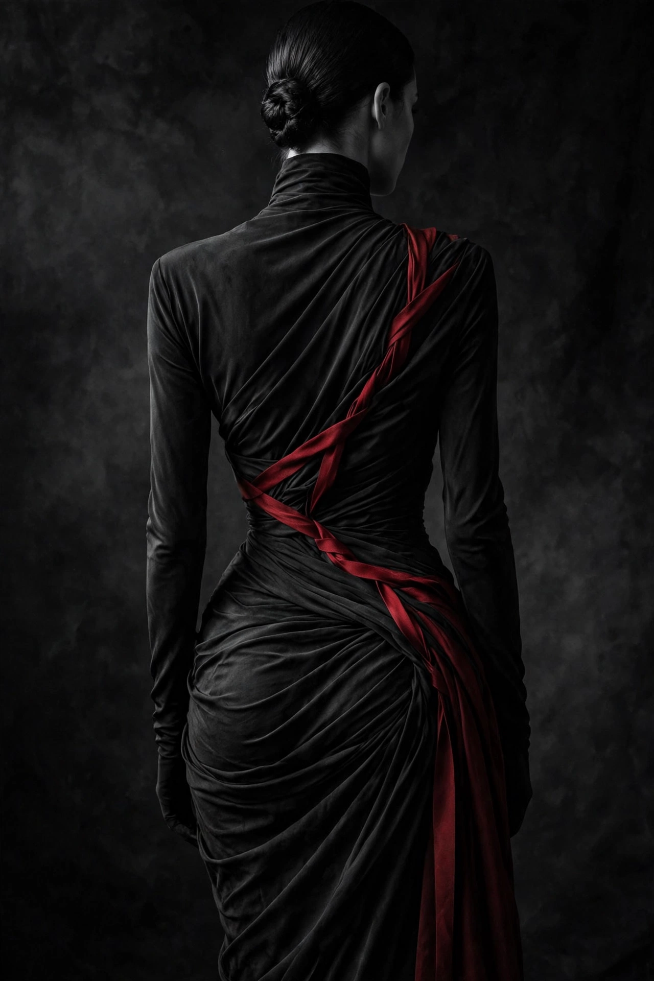 Abstract art print: Ink & Crimson